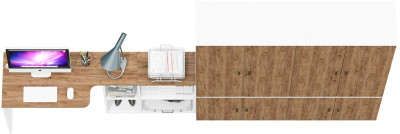 Лидер-8 Стол + Шкаф МД 20Б + Шкаф МД 20Б, цвет белый шагрень/крафт золото, ШхГхВ 325х50/37,5х75/190 или 115х240/50х75/190 см., НЕ ун. сборка