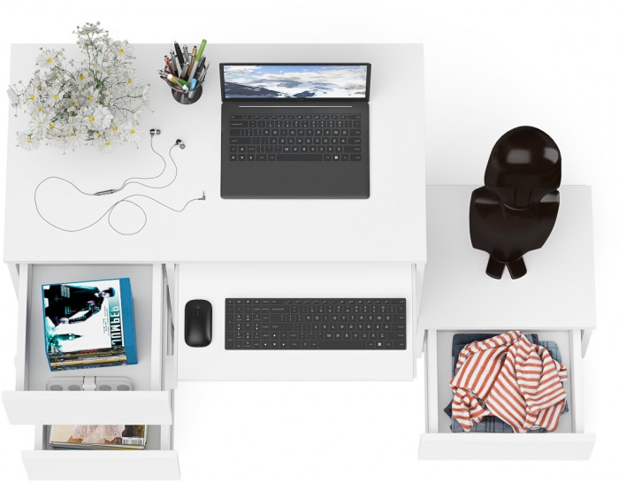 Мори Стол компьютерный МС-6 левый + Тумба ТМП400.1, цвет белый, ШхГхВ 130,4х50х76,6 см., выдвижные ящики слева, НЕ универсальная сборка