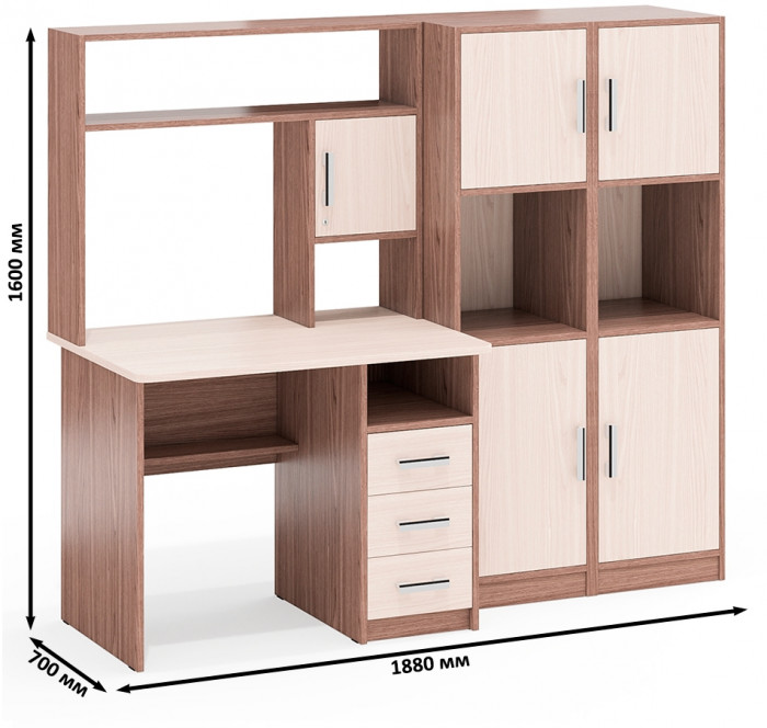 С-МД-СК9 Компоновка № 02, ясень шимо светлый/ясень шимо тёмный
