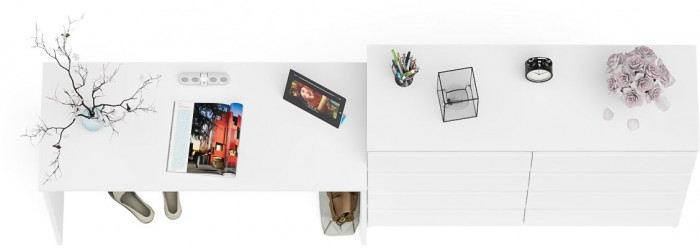 Мори письменный стол МСП1200.1 + Комод МК1200.8, белый