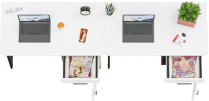 Два стола письменных С-МД-1-09, цвет венге/белый шагрень, ШхГхВ 210х57х75 см., НЕ универсальная сборка