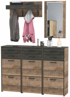 Трувор Прихожая 165, цвет дуб гранж песочный/интра, ШхГхВ 150х37х195 см., универсальная сборка