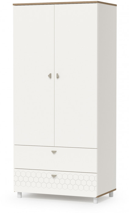 Эйп 13.334 Шкаф для одежды + 13.334 Шкаф для одежды, цвет белый/дуб белый, ШхГхВ 170х51,1х183,8 см., универсальная сборка