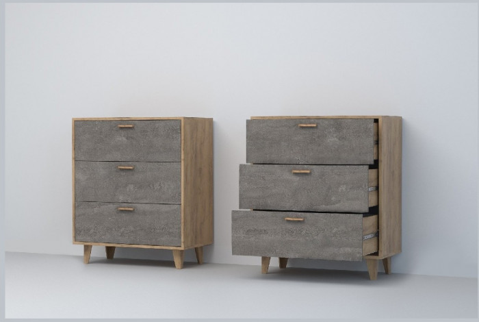 Эго Комод К-3 НГ (Глянец Белый/Дуб Крафт Золотой)