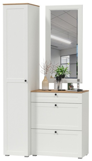 Остин Прихожая 22, белый шагрень/дуб крафт золотой