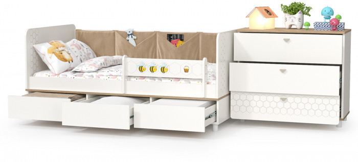 Эйп 11.40 Кровать + 13.322 Комод, белый/дуб белый