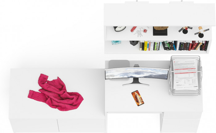 Мори компьютерный стол МС-1 правый + Тумба МА900.1 + Полка 900, белый