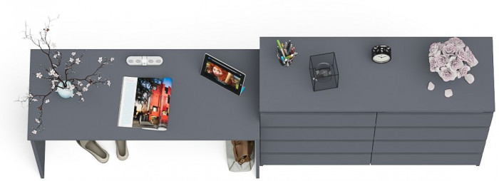 Мори письменный стол МСП1200.1 + Комод МК1200.8, графит