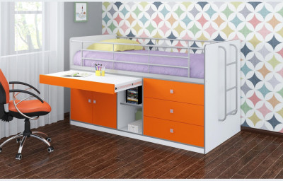 Кровать-чердак Дюймовочка-6 90х200, оранжевая