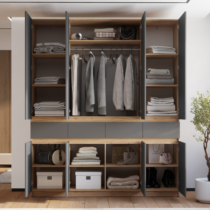 Шкаф 4-х створчатый "Багира" ШК-13 Крафт/Графит