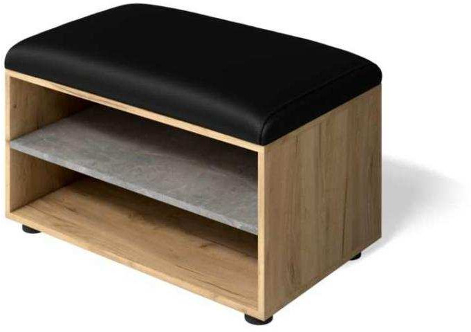 Обувница Мини-Лайт МЛ-8 дуб крафт/ателье/черный к/з