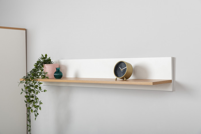 Остин 16.484 Полка, цвет белый шагрень/дуб крафт золотой, ШхГхВ 120х20х21,6 см.