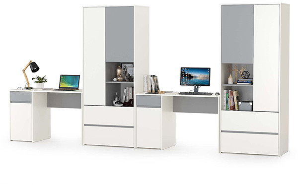 Торонто Компоновка № 11, цвет белый шагрень/стальной серый, ШхГхВ 400х53,1х195,7 см., универсальная сборка