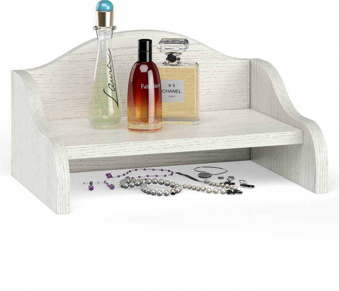 Ливерпуль Стол туалетный 12.46 + Полка 10.118 + Полка 10.117 + Пуф 14.02, цвет ясень ваниль/белый, НЕ универсальная сборка