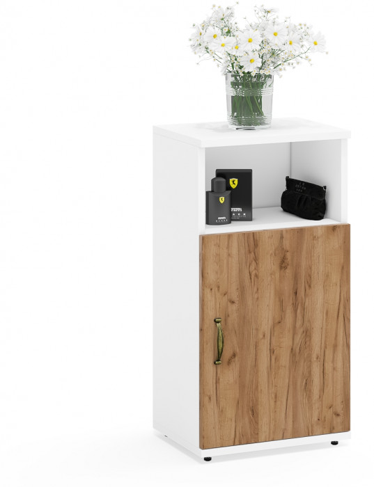 Лидер-8 Тумба МД 3.19 3 шт., цвет белый шагрень/крафт золото, ШхГхВ 120х30х75 см., универсальная сборка