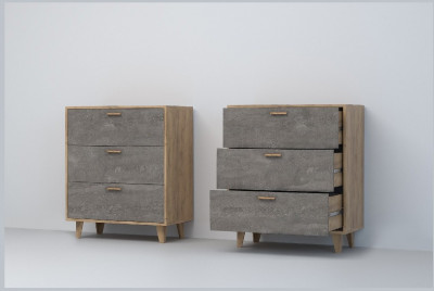 Эго Комод К-3 НГ (Камень Темный/Бетон Светлый)