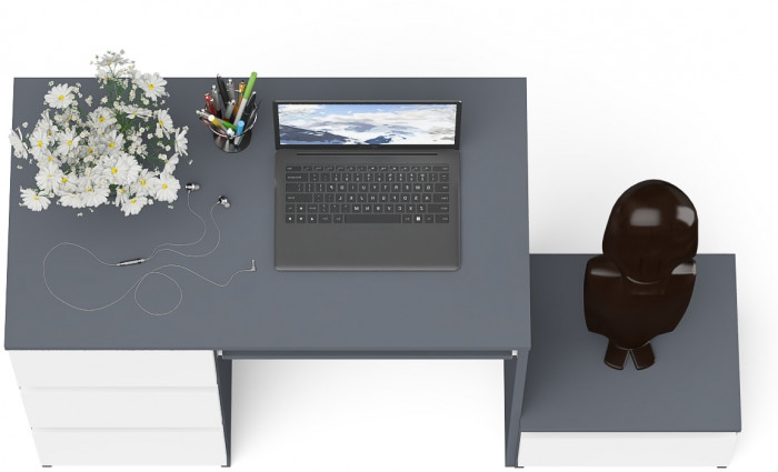 Мори Стол компьютерный МС-6 левый + Тумба ТМП400.1, цвет графит/белый, ШхГхВ 130,4х50х76,6 см., выдвижные ящики слева, НЕ универсальная сборка