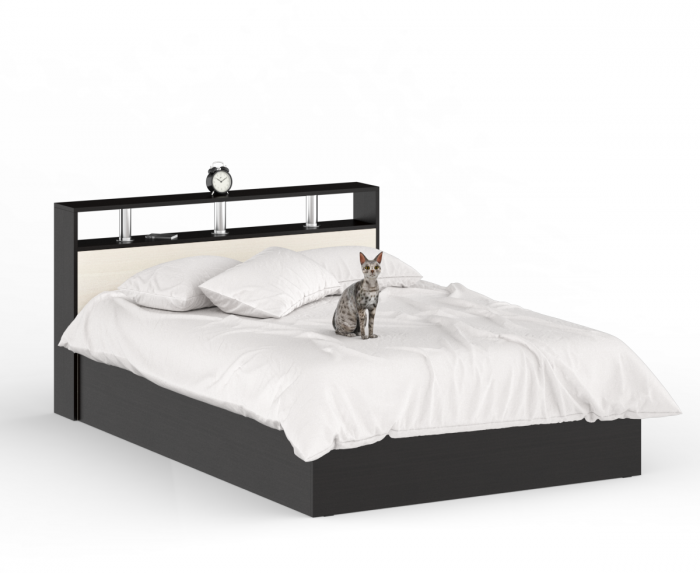 Камелия спальня № 5 Кровать 1400 + Две тумбы + Комод + Зеркало, венге/дуб лоредо