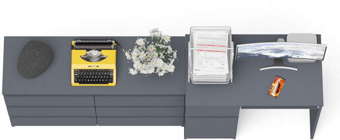 Мори компьютерный стол МС-1 левый + Комод МК1200.6, графит