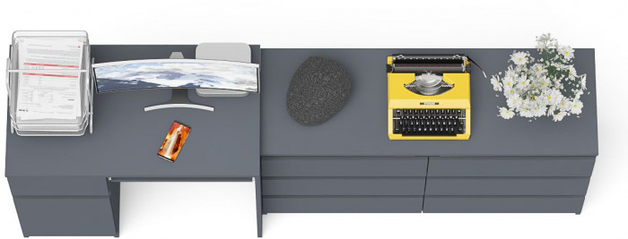 Мори компьютерный стол МС-1 левый + Комод МК1200.6, графит