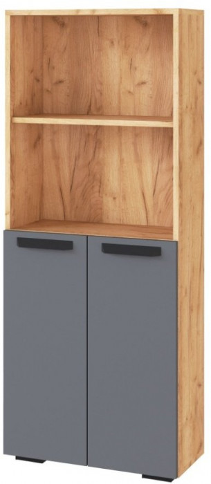 Квартет-13 Стеллаж дуб крафт золотой/графит серый