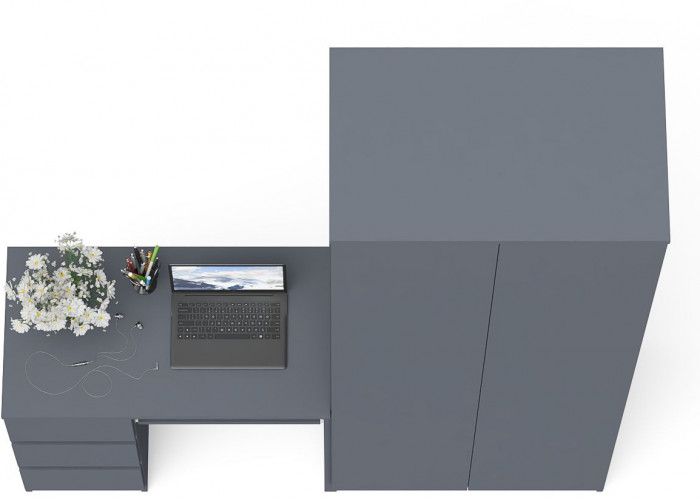 Мори компьютерный стол МС-6 левый + Шкаф МШ800.1, графит