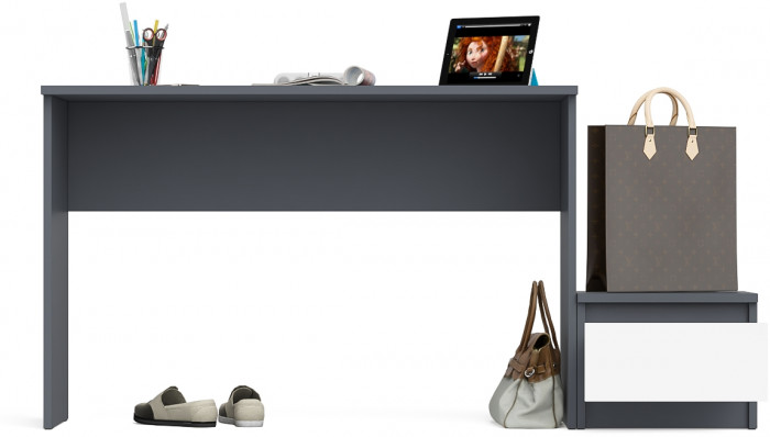 Мори письменный стол МСП1200.1 + Тумба ТМП400.1, графит/белый