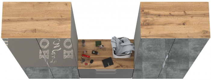 Октава Прихожая 24, серый графит/дуб крафт золотой/фасады МДФ серый графит